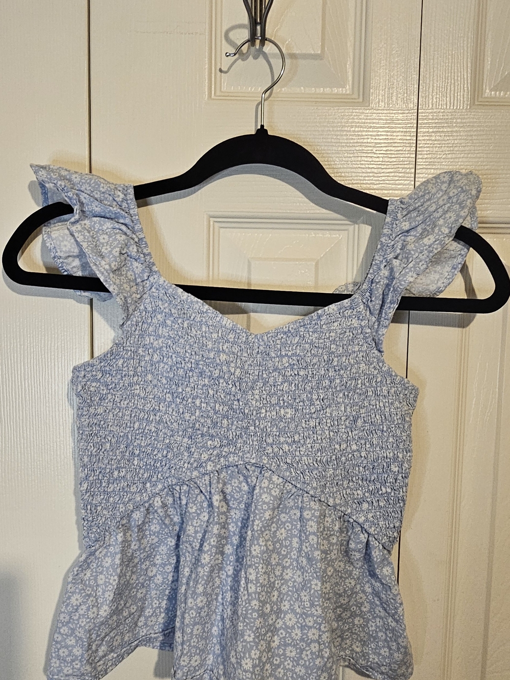 art class Light Blue Smocked Floral Top